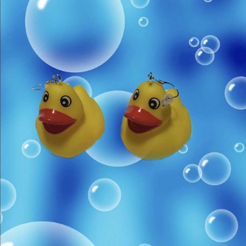 Handmade yellow rubber duck earrings!